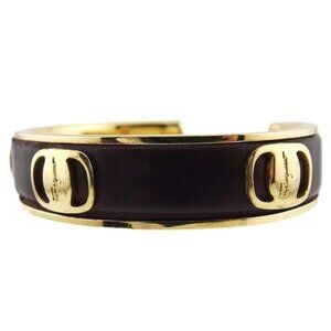 Salvatore Ferragamo Bangle Vara Leather x Gold Hardware Authentic Used